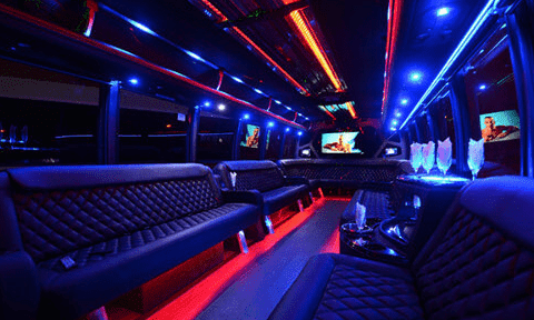 Council Bluffs 30 Passenger Party Bus Black Interior