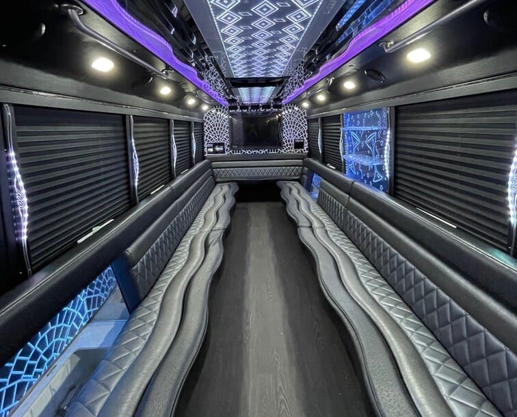 Council Bluffs 30 Passenger Party Bus White Interior